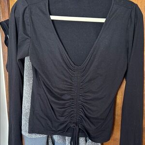 Elegant Black Ruched Women's Top